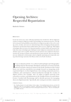 Opening Archives: Respectful Repatriation