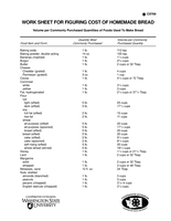 Worksheet for Figuring Cost of Homemade Bread