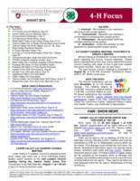 WSU Yakima County Extension 4-H Focus, August 2018