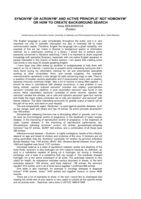 Synonym* or acronym* and active principle* not homonym* or how to create background research