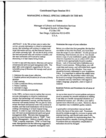 Managing a Small Special Library in the 90's