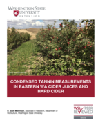 Condensed tannin measurements in Eastern WA cider juices and hard cider