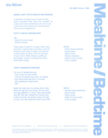 Mealtime/bedtime: quick, easy-to-fix meals and snacks