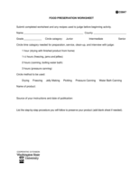 Food Preservation Worksheet