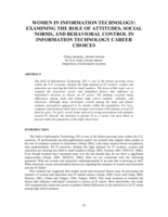 Women in Information Technology: Examining the Role of Attitudes, Social Norms, and Behavioral Control in Information Technology Career Choices