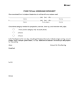 Food for All Occasions Worksheet