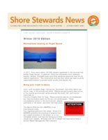 Shore Stewards News, Winter 2016