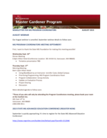 Master Gardener Program Newsletter, August 2015