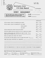 Washington state 4-H club record: Money management