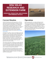 WSU Wilke Research and Extension Farm operation, production, and economic performance for 2018