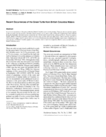 Recent occurrences of the green turtle from British Columbia waters