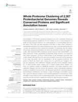 Whole proteome clustering of 2,307 Proteobacterial genomes reveals conserved proteins and significant annotation issues