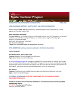Master Gardener Program Newsletter, April 2016