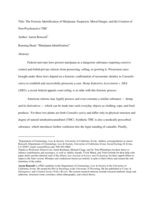 The Forensic Identification of Marijuana: Suspicion, Moral Danger, and the Creation of Non-Psychoactive THC