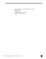 Nutritional Management of the Sheep Flock