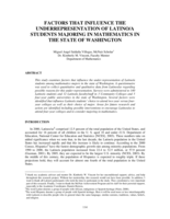 Factors That Influence the Underrepresentation of Latino/a Students Majoring in Mathematics in the State of Washington