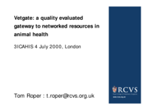 Vetgate: a quality evaluated gateway to networked resources in animal health