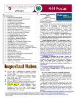 WSU Yakima County Extension 4-H Focus, April 2014
