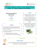 Family Nutrition: Lesson 12, Variety, Balance, and Moderation