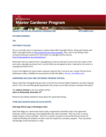 Master Gardener Program Newsletter, September 2014