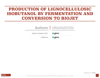 Production of Lignocellulosic Isobutanol by Fermentation and Conversion to Biojet