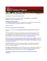 Master Gardener Program Newsletter, July 2014