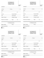 Intermediate Registration Card 4-H Judging Contest