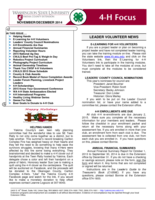 WSU Yakima County Extension 4-H Focus, November/December 2014