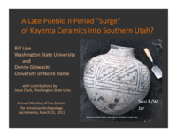 A late Pueblo II period "surge" of Kayenta ceramics into Southern Utah?