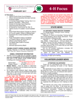 WSU Yakima County Extension 4-H Focus, February 2017
