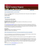 Master Gardener Program Newsletter, March 2016