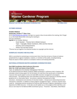 Master Gardener Program Newsletter, October 2013