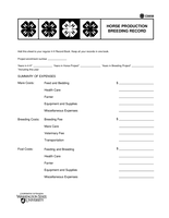 Horse Production Breeding Record