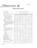 Veterinary science animal record sheet