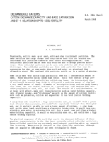 Exchangeable cations, cation exchange capacity and base saturation and it's relationship to soil fertility