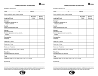 Score Card for 4-H Photography