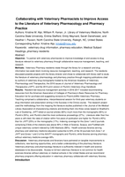 Collaborating with Veterinary Pharmacists to Improve Access to the Literature of Veterinary Pharmacology and Pharmacy Practice