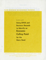 Using DHIA and business records in identifying an economic culling point for the dairy herd