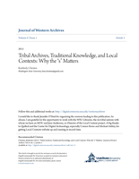 Tribal Archives, Traditional Knowledge, and Local&nbsp;Contexts: Why the “s” Matters