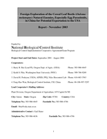 Foreign exploration of the cereal leaf beetle (Oulema melanpus) natural enemies, especially egg parasitoids, in China for potential exportation to the USA, 2003