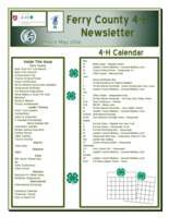 Ferry County 4-H Newsletter, March-May 2016