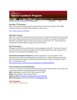 Master Gardener Program Newsletter, December 2011