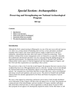 Preserving and Strengthening Our National Archaeological Program