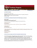 Master Gardener Program Newsletter, September 2015