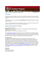 Master Gardener Program Newsletter, February 2016