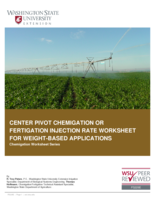 Center pivot chemigation or fertigation injection rate worksheet for weight-based applications