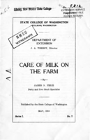Care of milk on the farm