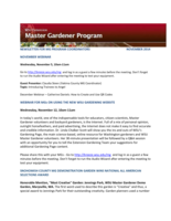 Master Gardener Program Newsletter, November 2014