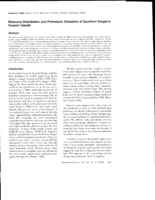 Resource Distribution and Prehistoric Utilization of Southern Oregon's Coastal Islands