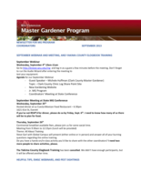 Master Gardener Program Newsletter, September 2013